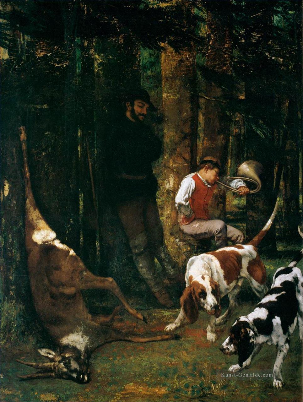 Courbet Gustave Der Steinbruch La curée klassische Jagd Ölgemälde